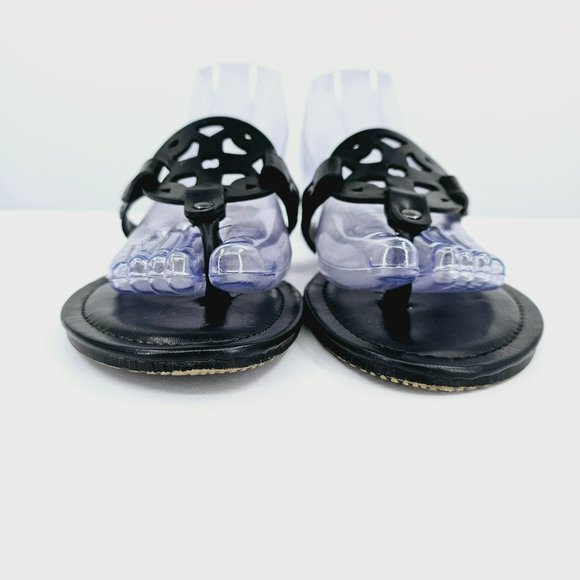 Pierre Dumas Limit Flat Slip On Thong Flip Flops Sandals 10 M Black Faux Leather - Picture 4 of 13